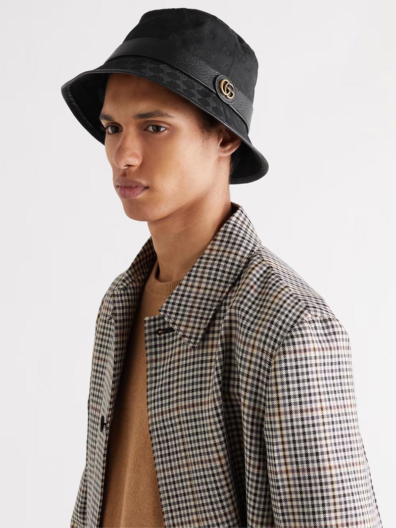 Leather Trimmed Bucket Hat
