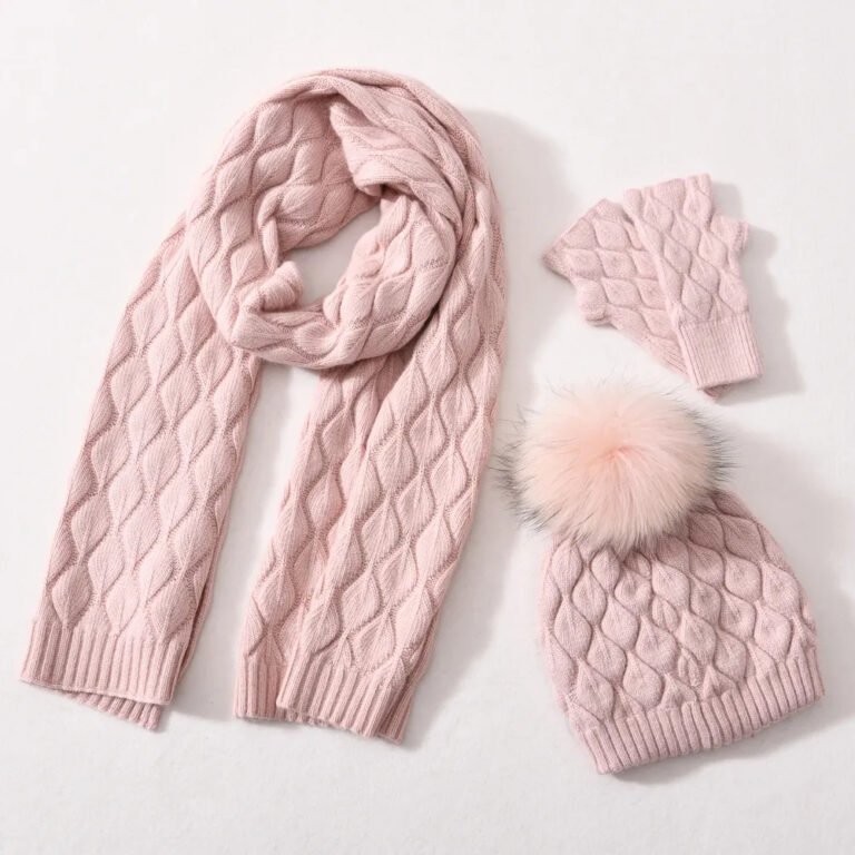 Winter Beanie Hat Scarf Gloves Sets 3 Pieces-23