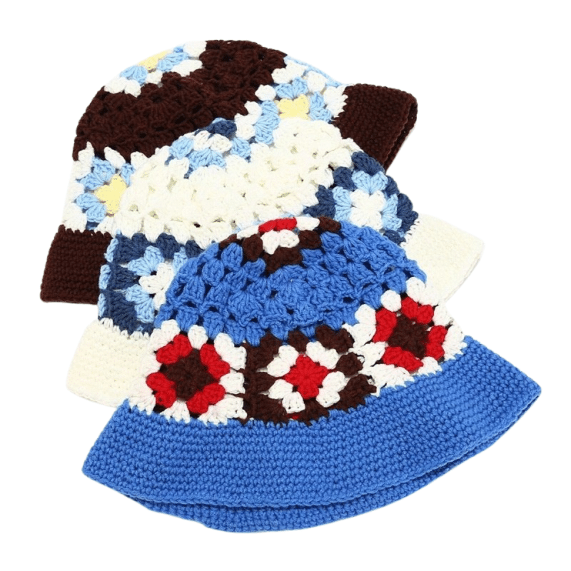 Crochet Knit Retro Winter Bucket Hat KB01 (3)