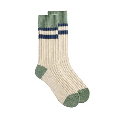 Orca oder Patchwork gerippte Crew-Socken WAS01