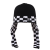 Patchwork Knit Lattice Long-Earflap Beanies We 2410-06 (3)