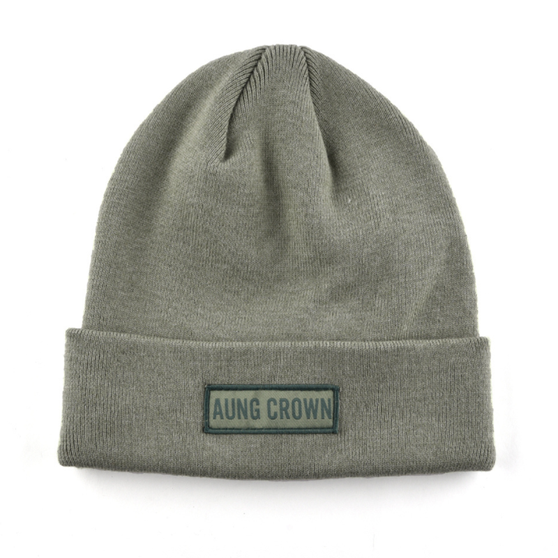 Plain Woven Patch Cuffed Beanies KN2011301 (2)