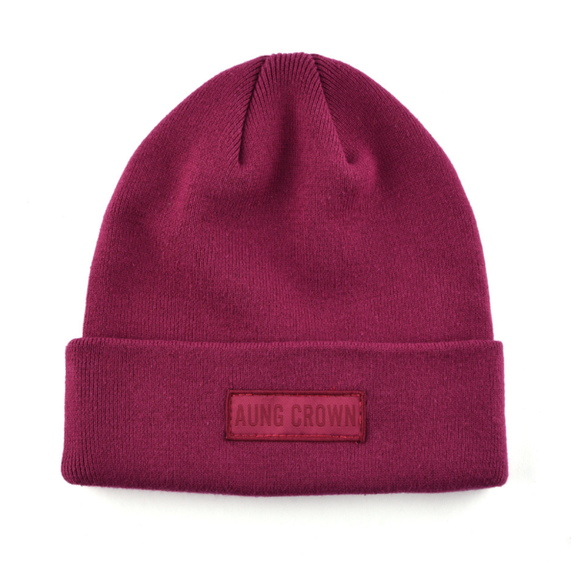 Plain Woven Patch Cuffed Beanies KN2011301 (3)