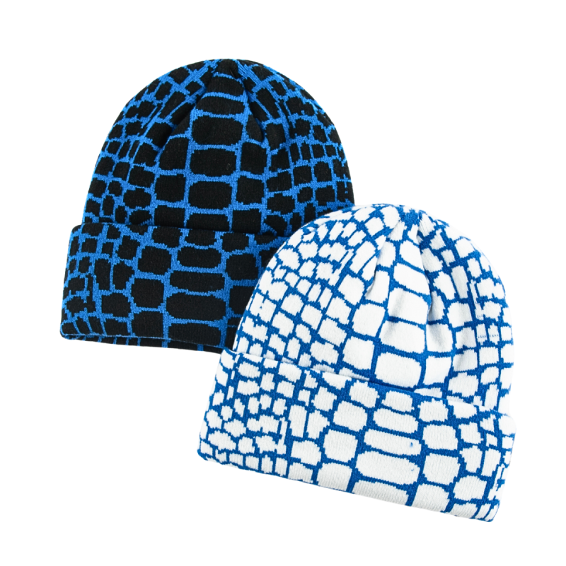 Two-Tone Jacquard Knit Cuffed Beanies BB-231017-5 (3)