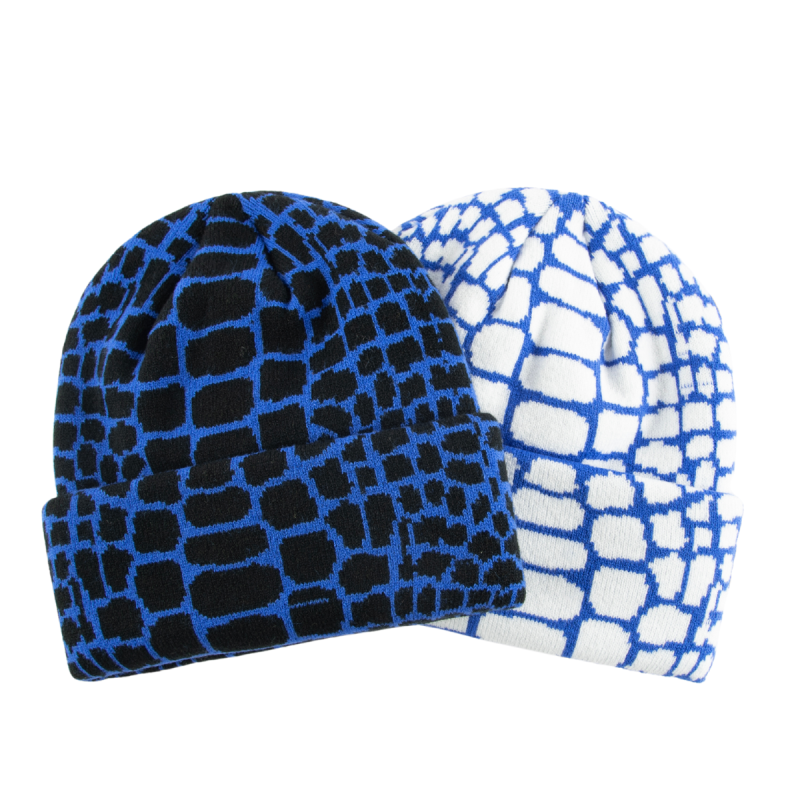 Two-Tone Jacquard Knit Cuffed Beanies BB-231017-5 (4)