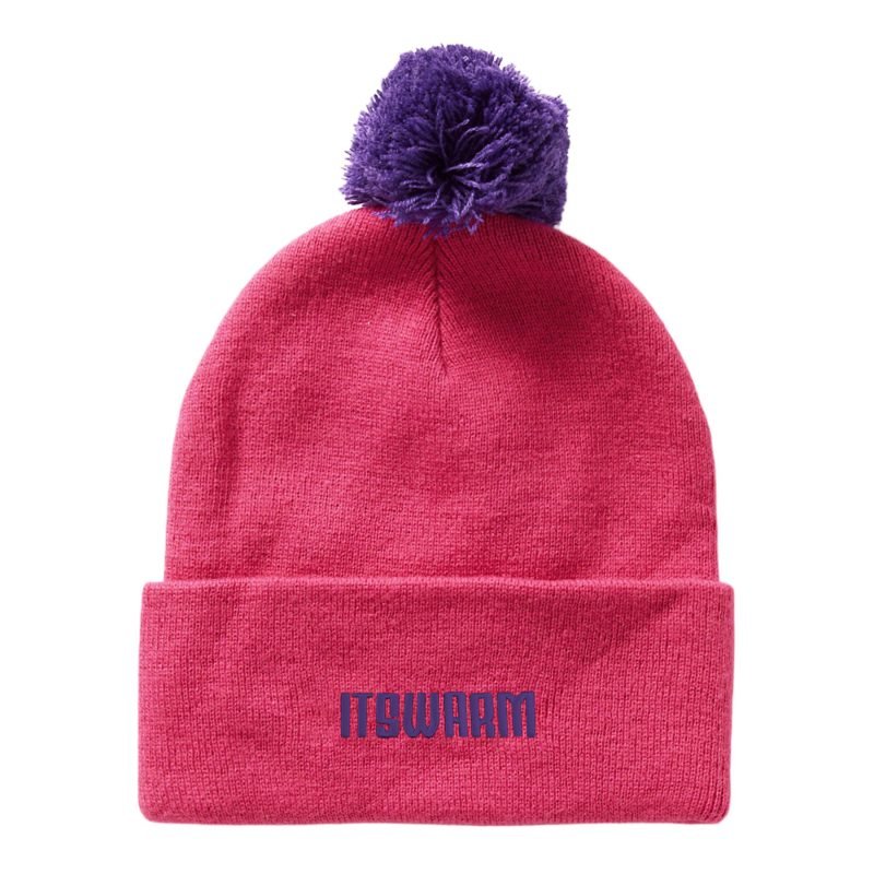 Two-tone Embroidered Pompom Beanies Wb2410-20 (2)