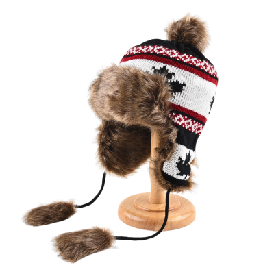 Winter Jacquard Faux Fur Earflap Beanies We2410-04 (3)