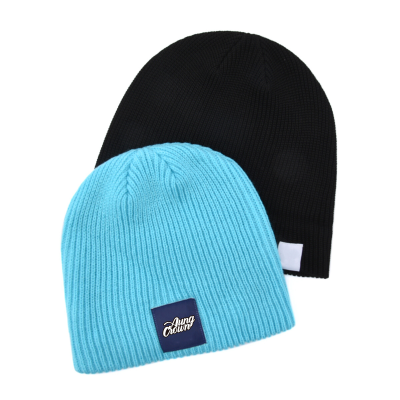 Woven Label Knit Cuffless Beanies PB-FC0002 (2)