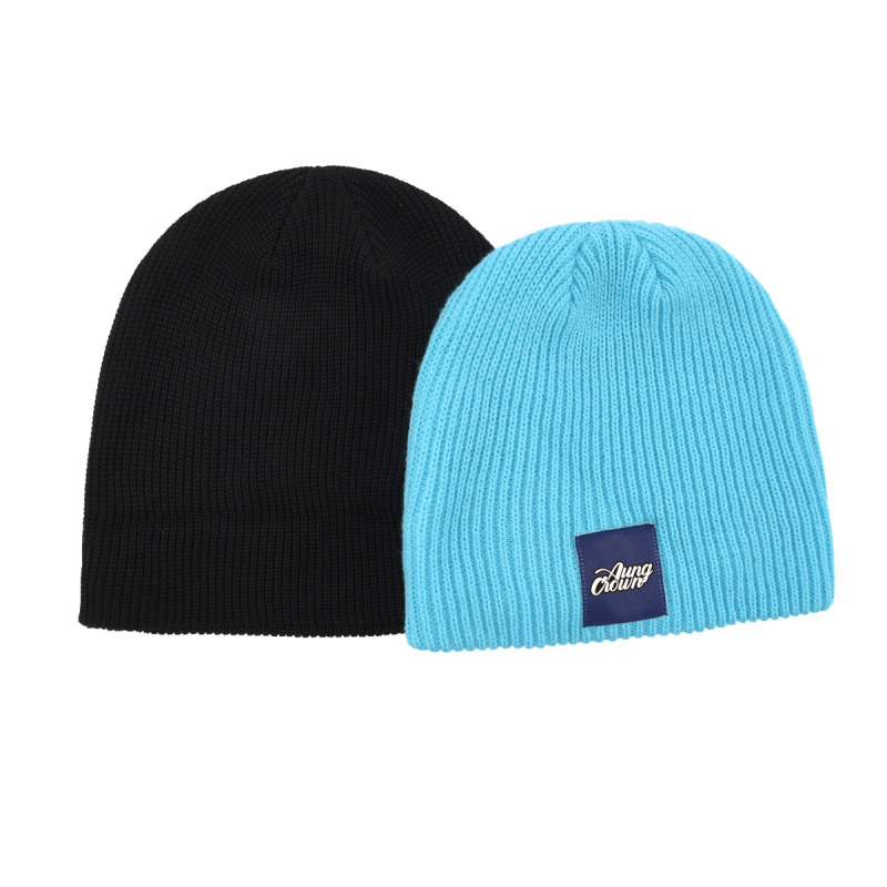 Woven Label Knit Cuffless Beanies PB-FC0002 (3)