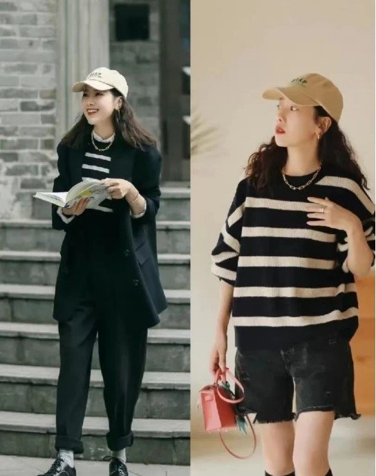 Baseball Cap + Striped Shirts