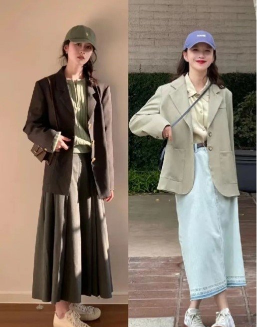Baseball Caps + Long Skirts