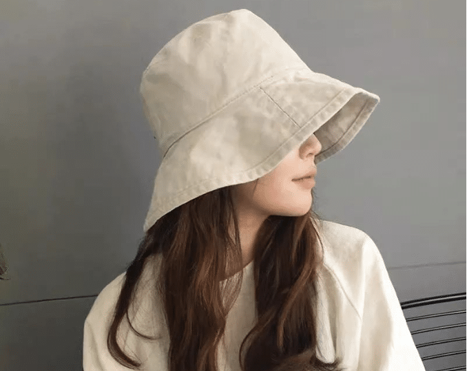 beige bucket hat
