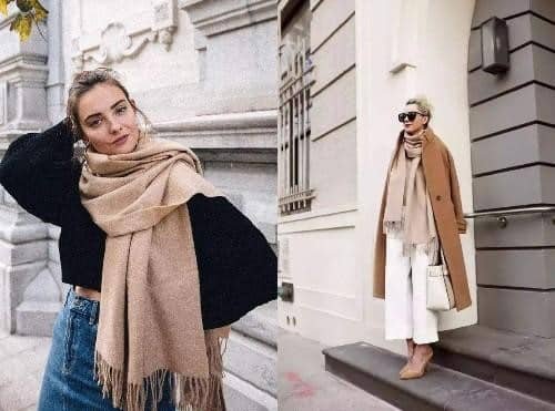 Coats + Oatmeal Colored Scarves