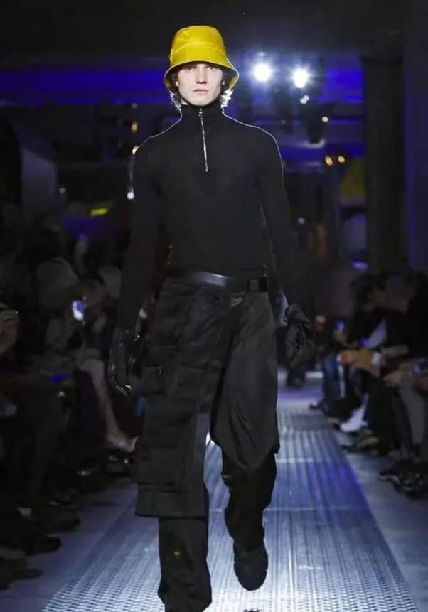 Colorful bucket hats + all black