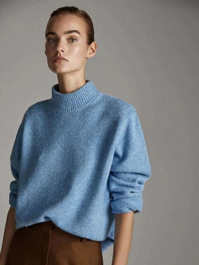 light blue sweater