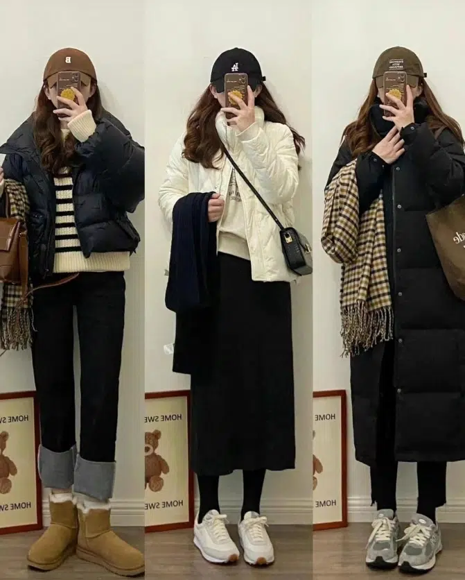 Pufferjacke + Midirock