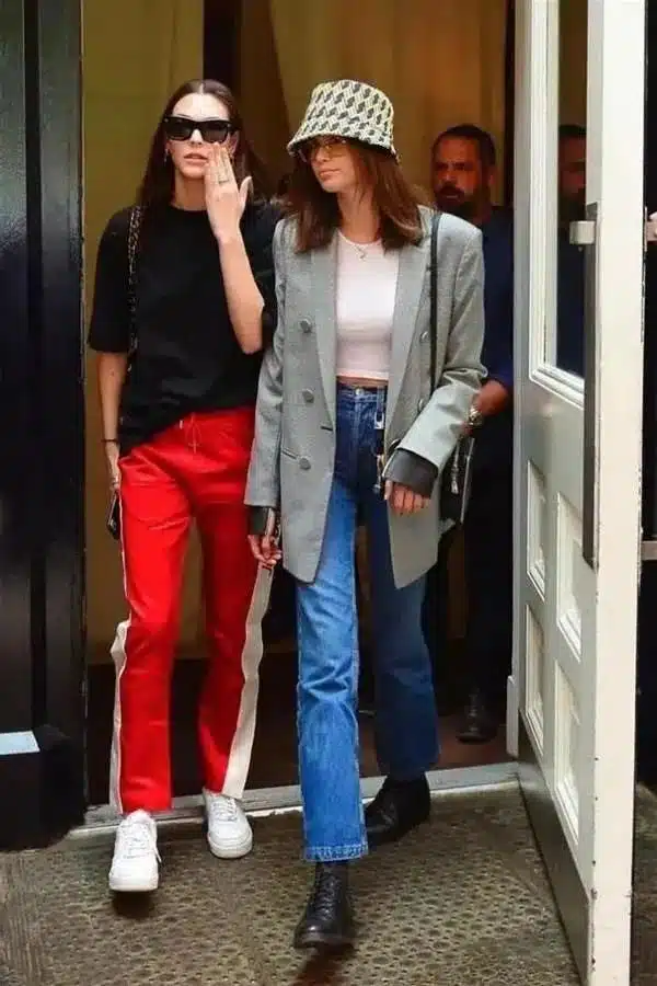 suit + bucket hat