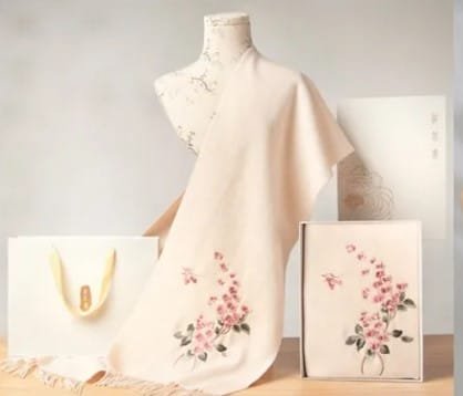 the embroidered wool tassel scarf