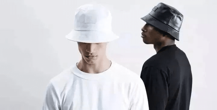 white or black bucket hat