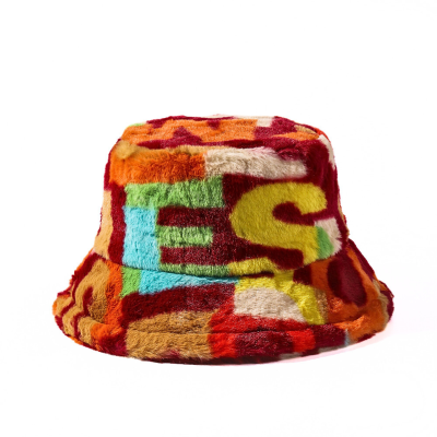 Colorful Jacquard Faux Fur Bucket Hats Wwbh2410-03 (3)