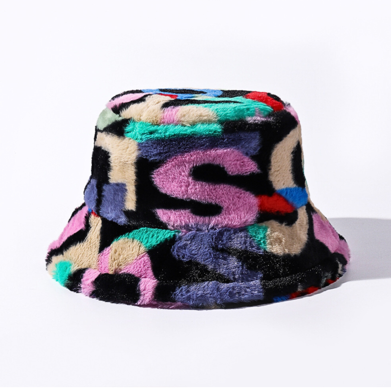 Colorful Jacquard Faux Fur Bucket Hats Wwbh2410-03 (5)