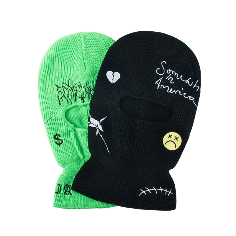 Embroidered Full-Cover One-Hole Knit Balaclava BM-230915-01 (1)