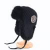 Embroidered Patch Faux Fur Knit Earflap Beanies We2410-03 (2)
