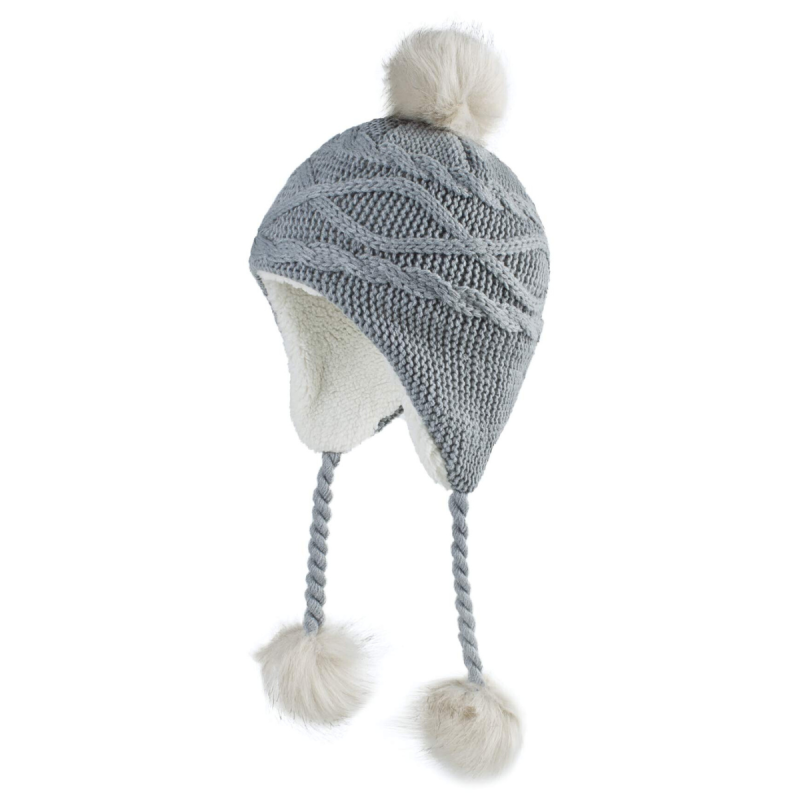 Kids Strap-Tied Pompom Earflap Beanies Wk2410-08 (3)