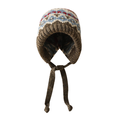 Variegated Knitted Long Earflap Beanies Wbeh2410-03 (2)