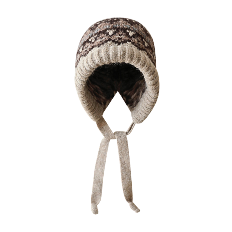 Variegated Knitted Long Earflap Beanies Wbeh2410-03 (3)