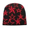 Custom Cuffless Custom Acrylic Jacquard Logo Star Beanie For Sports