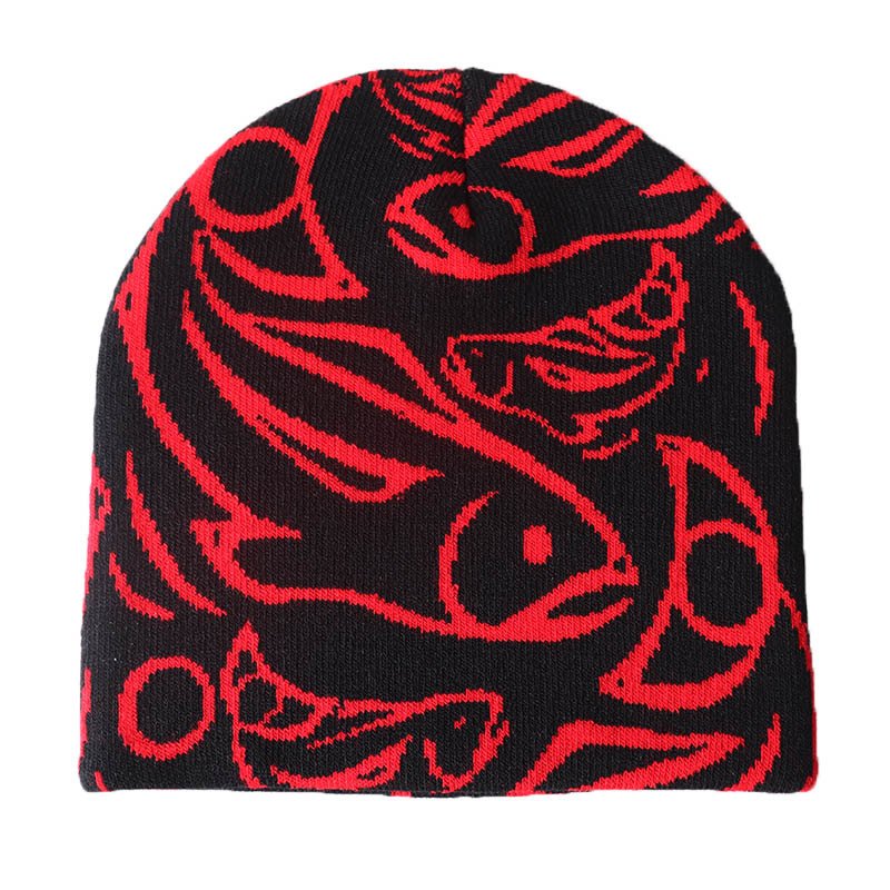 Custom Jacquard Logo Plain Streetwear Acrylic Beanie For Women
