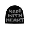 Bla ck-Gray Jacquard Letter Knit Cuffless Beanies SFA-220923-04