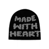 Bla ck-Gray Jacquard Letter Knit Cuffless Beanies SFA-220923-04