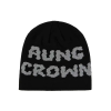 Black Jacquard Letter Knit Cuffless Beanies SFA-220923-04