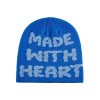Blue Jacquard Letter Knit Cuffless Beanies SFA-220923-04