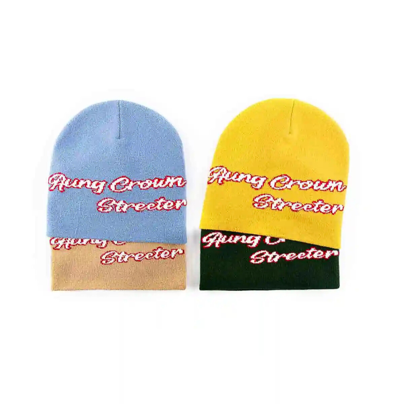 Contrast Jacquard Knit Cuffless Beanies SFA-220923-08 (5)