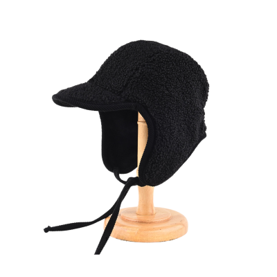 Custom Plain Plush Winter Earflap Hats - black We2410-9