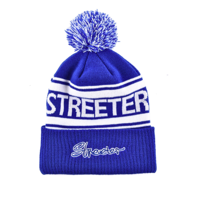 Embroidered Jacquard Knit Pompom Beanie KN2012172 (2)
