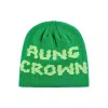 Green Jacquard Letter Knit Cuffless Beanies SFA-220923-04