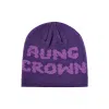 Purple Jacquard Letter Knit Cuffless Beanies SFA-220923-04