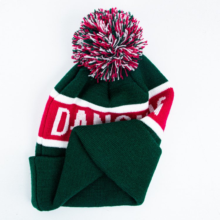Winter Acrylic Jacquard Custom Pom Pom Beanie With Embroidery Logo