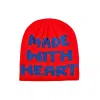 red-blue Jacquard Letter Knit Cuffless Beanies SFA-220923-04