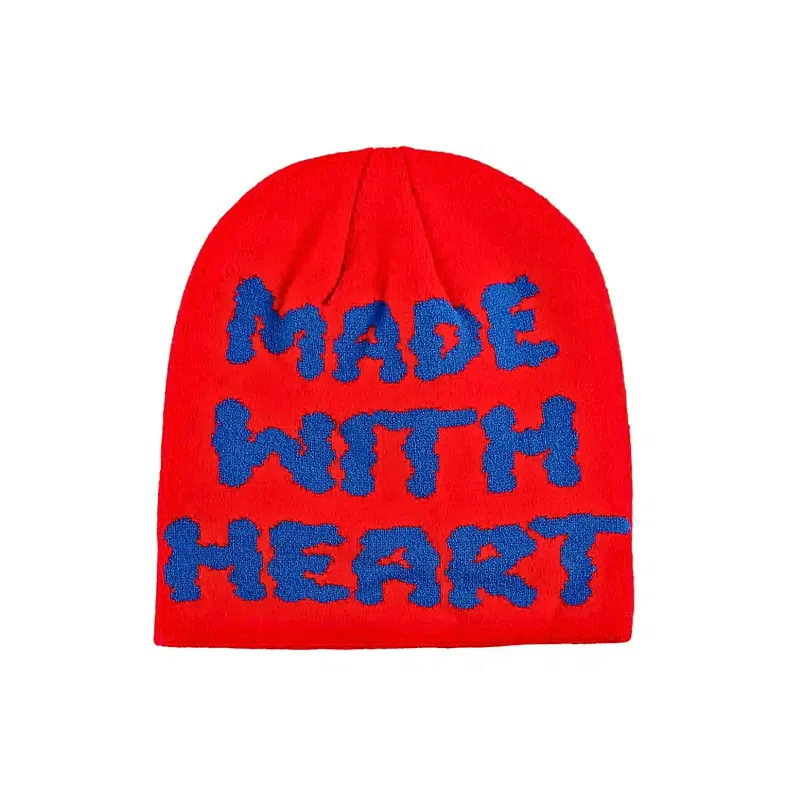 red-blue Jacquard Letter Knit Cuffless Beanies SFA-220923-04