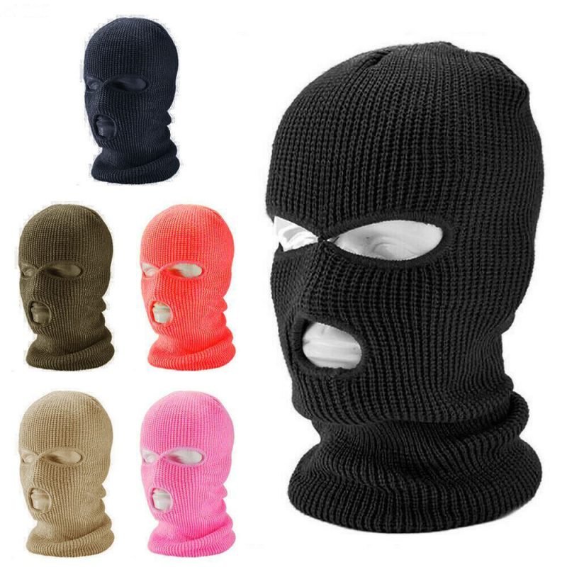 Designer Acrylic Pure Color 3 Hole Ski Mask Winter Hat