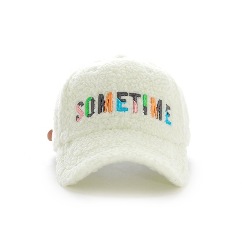 Custom 3D Embroidery Lamb Wool Fluffy Sports Fleece Winter Baseball Cap