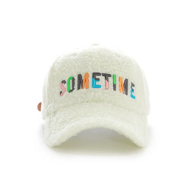 カスタム3D刺繍 ラムウール ふわふわ スポーツフリース ウィンターベースボールキャップ