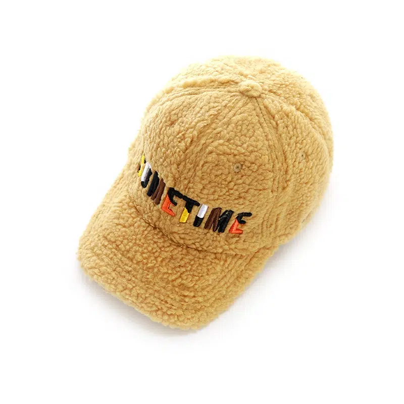カスタム3D刺繍 ラムウール ふわふわ スポーツフリース ウィンターベースボールキャップ