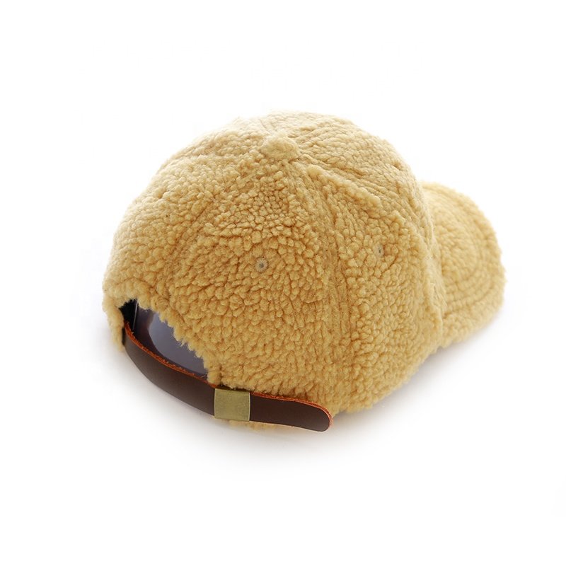 Custom 3D Embroidery Lamb Wool Fluffy Sports Fleece Winter Baseball Cap