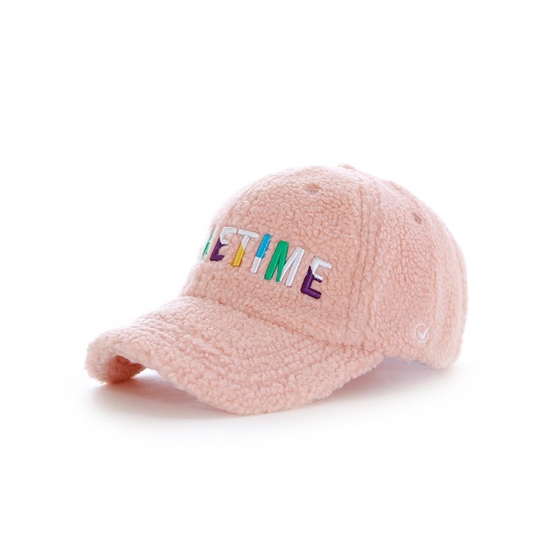Custom 3D Embroidery Lamb Wool Fluffy Sports Fleece Winter Baseball Cap